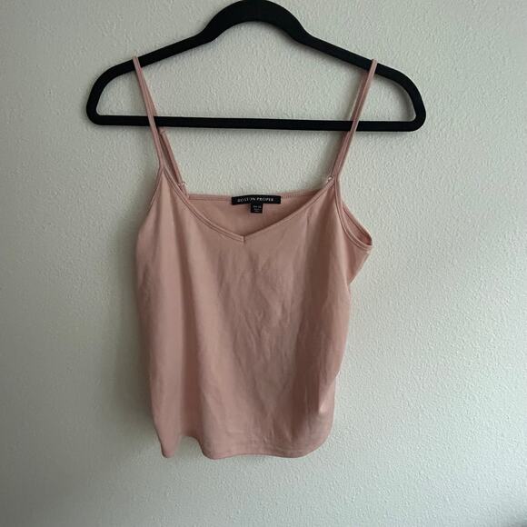 Pink Tank Top V-Neck‎ Sleeveless Casual Basic Everyday Top - Picture 6 of 8